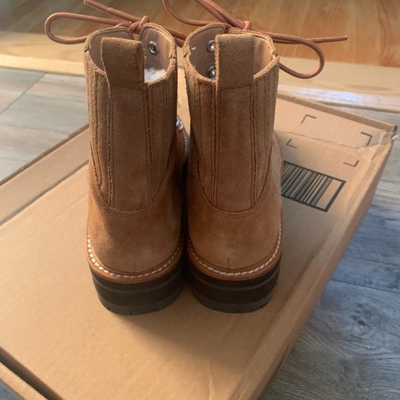 NEW MARC FISHER IZZIE LUGSOLE SUEDE LEATHER ANKLE BOOTS BROWN 6 - Picture 6 of 10